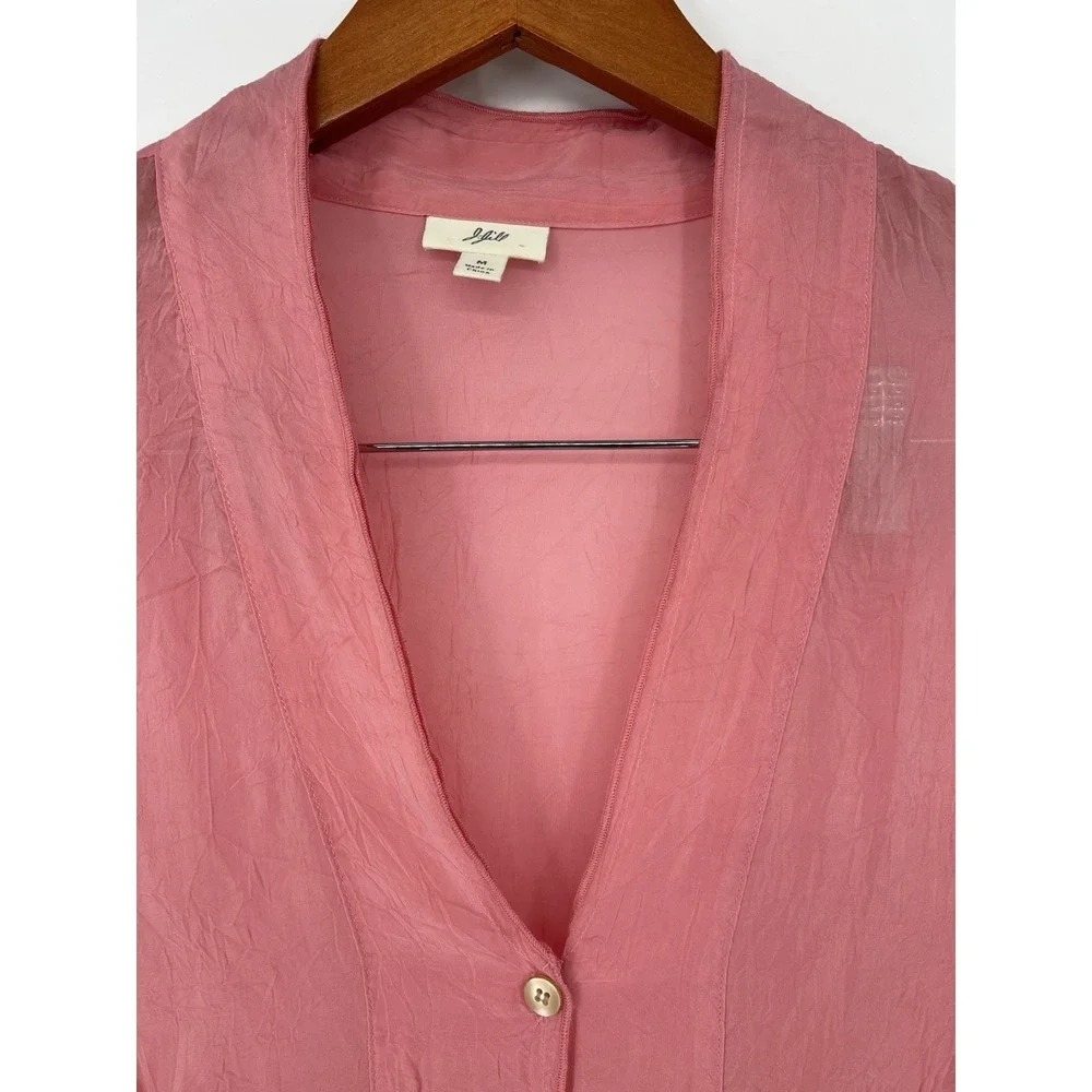 J‎ Jill Coral Pink Button Down Front Blouse Size M